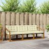 vidaXL Outdoor-Sofagarnitur mit Kissen 3 pcs Natur und Creme