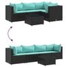 vidaXL 5-tlg. Garten-Lounge-Set mit Kissen Schwarz Poly Rattan