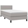 vidaXL Boxspringbett mit Matratze & LED Hellgrau 90x200 cm Stoff