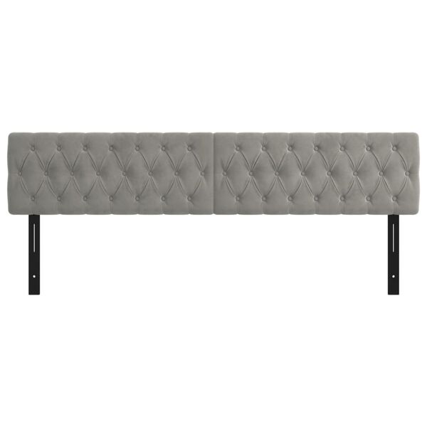 vidaXL Kopfteile 2 Stk. Hellgrau 100x7x78/88 cm Samt
