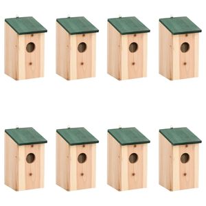 vidaXL Vogelh&auml;user 8 Stk. Holz 12x12x22 cm
