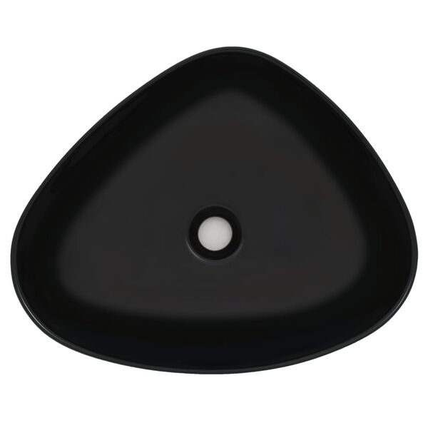 vidaXL Waschbecken Keramik Dreieckig Schwarz 50,5x41x12 cm