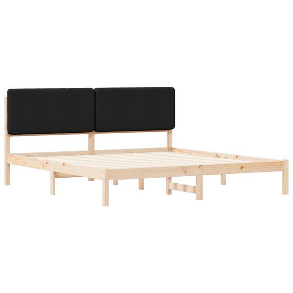 vidaXL Bettgestell mit gepolstertem Kopfteil Schwarz 180 x 200 cm
