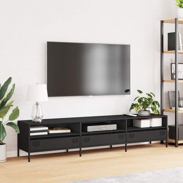 vidaXL TV-Schrank Schwarz 202x39x43,5 cm Kaltgewalzter Stahl
