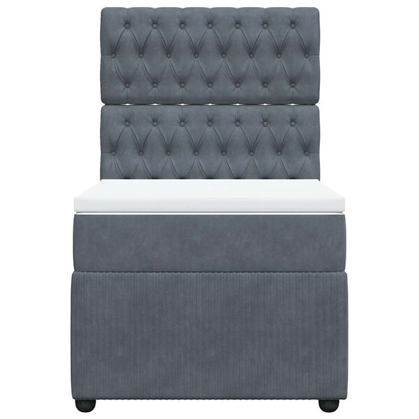 vidaXL Boxspringbett mit Matratze Dunkelgrau 80x200 cm Samt