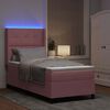 vidaXL LED Boxspringbett mit Matratze Rosa 80 x 200 cm Samt