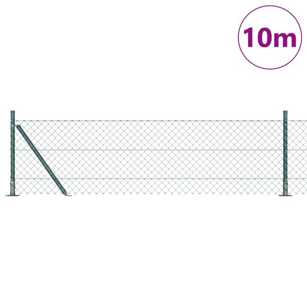 vidaXL Zaunpfosten Gr&uuml;n 10 x 0,6 m (40 x 40 mm Maschen) Stahl und PVC