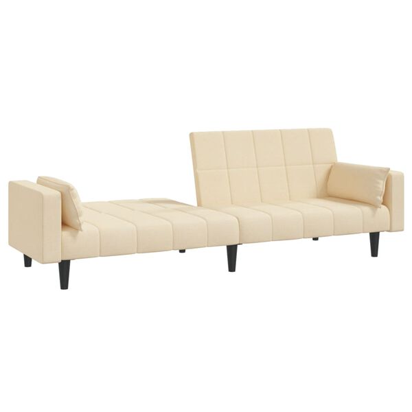 vidaXL Schlafsofa 2-Sitzer mit 2 Kissen Creme Stoff