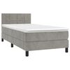 vidaXL Boxspringbett mit Matratze & LED Hellgrau 100x200 cm Samt