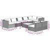 vidaXL 9-tlg. Garten-Lounge-Set mit Kissen Schwarz Poly Rattan