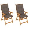 vidaXL Gartenst&uuml;hle 2 Stk. mit Taupe Auflagen Massivholz Teak