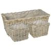 vidaXL Blumentopfkorb GENDT 3 stk. Nat&uuml;rliches Grau Kubu Rattan
