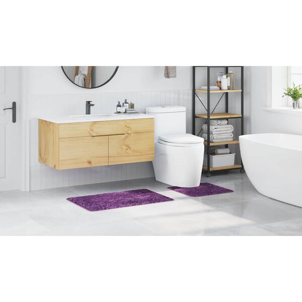 vidaXL Anti-Rutsch Badematten-Set 2 pcs Lila PP