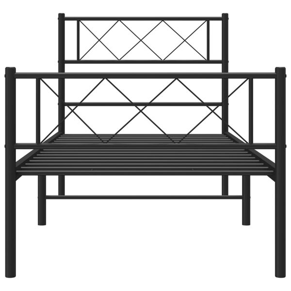 vidaXL Bettgestell mit Kopf- und Fu&szlig;teil Metall Schwarz 90x200 cm