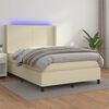 vidaXL Boxspringbett mit Matratze & LED Creme 140x190 cm Kunstleder