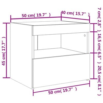 vidaXL Nachttische mit LED-Leuchten 2 Stk. Weiß 50x40x45 cm