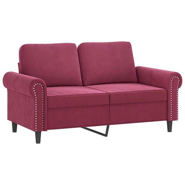 vidaXL 2-Sitzer-Sofa mit Zierkissen Weinrot 120 cm Samt