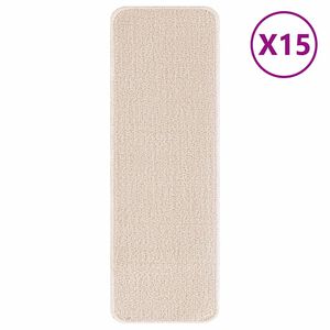 vidaXL Rutschfeste Treppenmatten 15 stk. 60 x 25 cm Creme PP