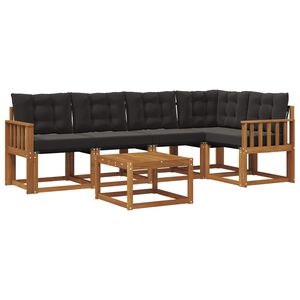 vidaXL Outdoor-Sofagarnitur 6 stk. Nat&uuml;rlich und Schwarz