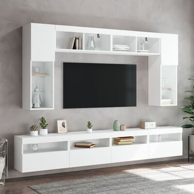vidaXL TV-Wandschrank mit LED-Leuchten Weiß 60x30x40 cm