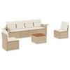 vidaXL 7-tlg. Garten-Sofagarnitur mit Kissen Beige Poly Rattan