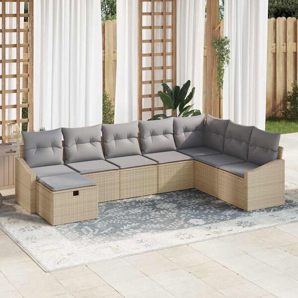 vidaXL Garten-Sofa-Set 8 pcs Beige 55 x 62 x 69 cm Poly Rattan