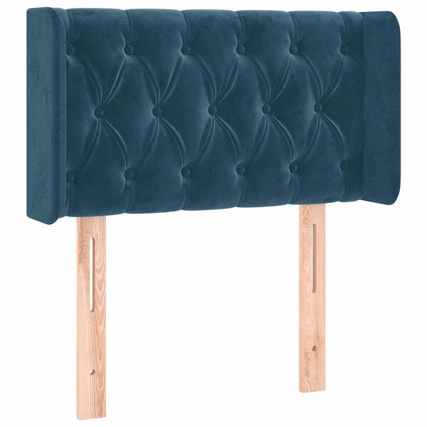 vidaXL Kopfteil mit Ohren Dunkelblau 83x16x78/88 cm Samt