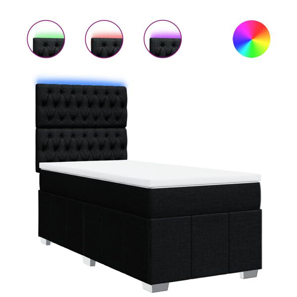 vidaXL Boxspringbett mit Matratze Schwarz 90x190 cm Stoff