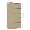 vidaXL Sideboard mit Schubladen Sonoma-Eiche 60x35x121cm Holzwerkstoff