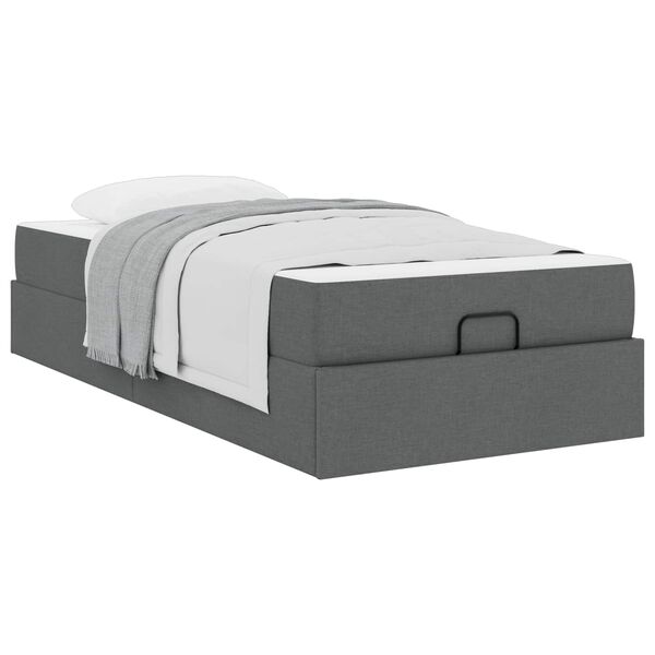 vidaXL Bettgestell mit Matratze mit Matratze 2 pcs Dunkelgrau Stoff