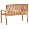 vidaXL Stapelbare Gartenbank mit Auflage 128,5 cm Massivholz Teak