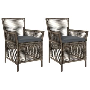 vidaXL Gartenstuhl mit Kissen 2 pcs Grau und Dunkelgrau Poly-Rattan