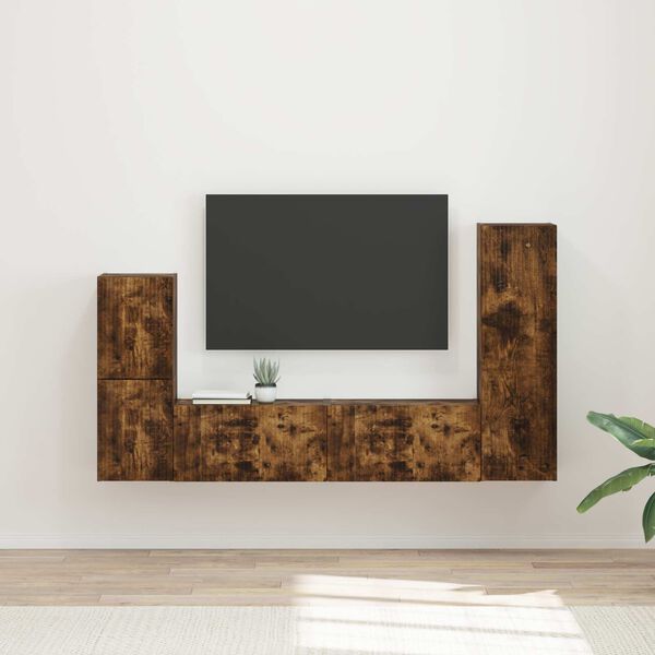 vidaXL TV-Schrankset 4 pcs Ger&auml;ucherte Eiche Holzwerkstoff