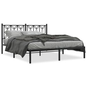 vidaXL Bettgestell mit Kopfteil Metall Schwarz 160x200 cm