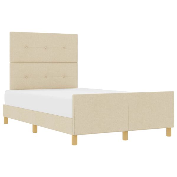 vidaXL Bettgestell mit Kopfteil Creme 120 x 190 cm Stoff
