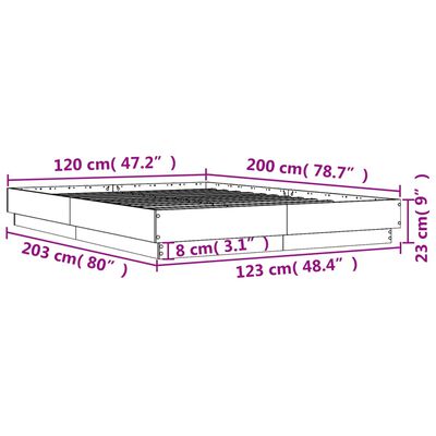 vidaXL Bettgestell mit LED Räuchereiche 120x200 cm