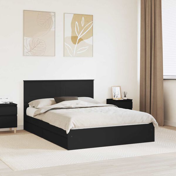 vidaXL Aufbewahrungsbett Schwarz 140 x 190 cm Holzwerkstoff