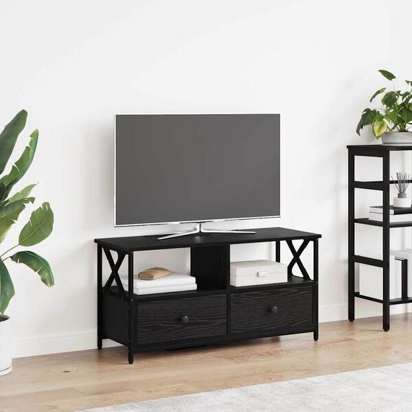 vidaXL TV-Schr&auml;nk mit Schubladen Schwarz Eichen-Optik 90 x 33 x 45 cm