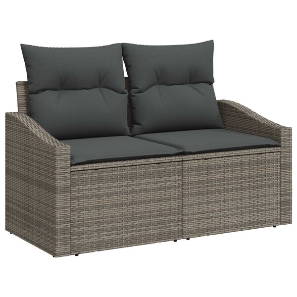 vidaXL Gartensofa-set mit Kissen mit Speicher 8 pcs Grau Poly-Rattan