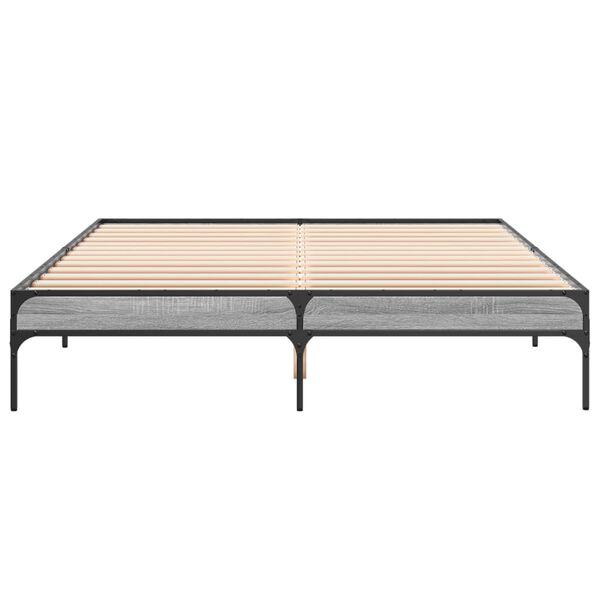 vidaXL Bettgestell Grau Sonoma 140x200 cm Holzwerkstoff und Metall