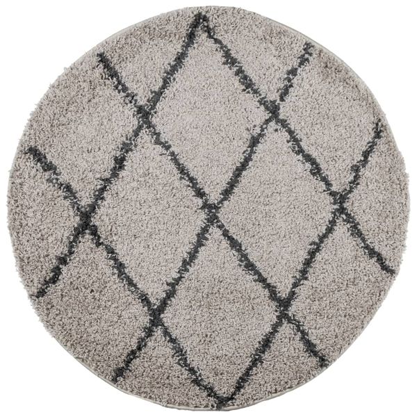 vidaXL Shaggy-Teppich PAMPLONA Hochflor Modern Beige Anthrazit &Oslash; 120cm