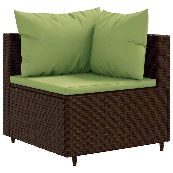 vidaXL 11-tlg. Garten-Sofagarnitur mit Kissen Braun Poly Rattan