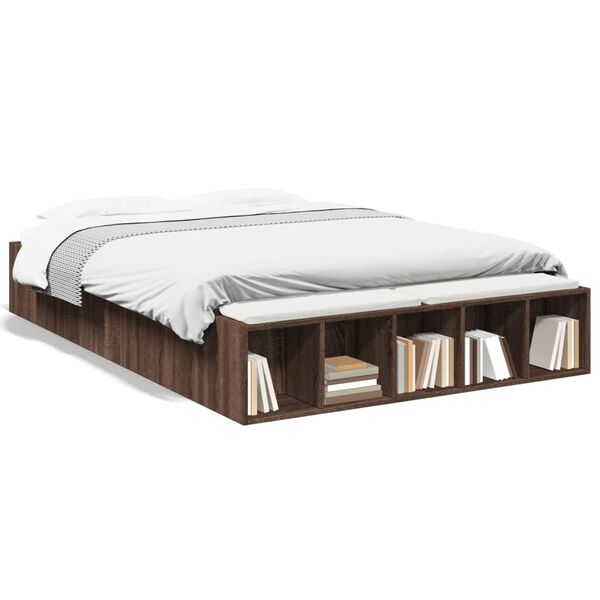 vidaXL Bettgestell Braun Eichen-Optik 140x190 cm Holzwerkstoff