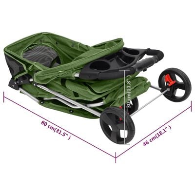 vidaXL Hundewagen Faltbar Grün 80x46x98 cm Oxford-Gewebe