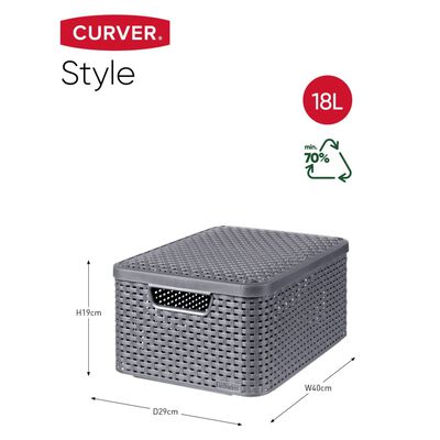 Curver Aufbewahrungsbox mit Deckel Style M 18L Metallic Silbern