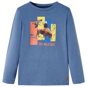 vidaXL Kinder-Langarmshirt Blau Melange 116