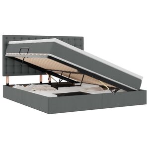 vidaXL LED-Speicherbett mit Matratze Dunkelgrau 160 x 200 cm Stoff