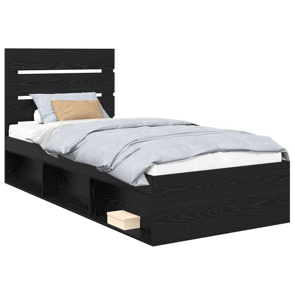vidaXL Bettrahmen Schwarz 100 x 200 cm Massives Kiefernholz