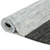 vidaXL Chindi-Teppich Handgewebt Leder 80x160 cm Hellgrau Schwarz