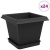 vidaXL Blument&ouml;pfe 24 stk. Schwarz Kunststoff